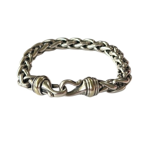 David Yurman Wheat Chain 14K Yellow Gold & Sterling Silver 7.5” Bracelet - Picture 6 of 10